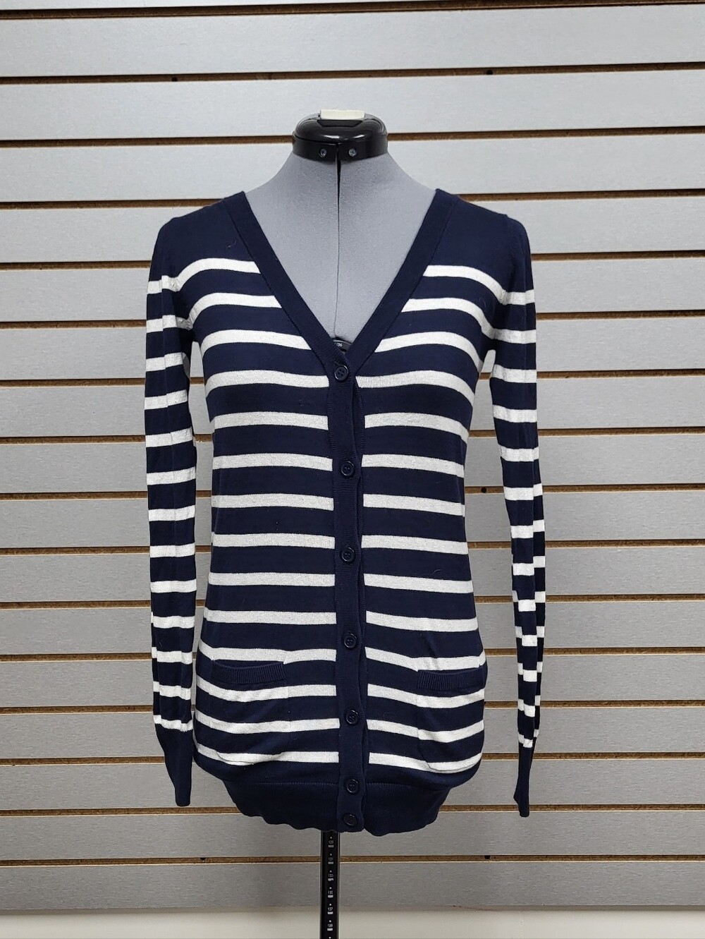 Papaya Blue and White Striped Cardigan